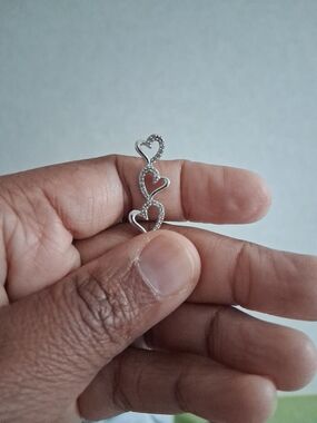 Elegant Silver Heart-Linked DIAMOND Pendant ONLY